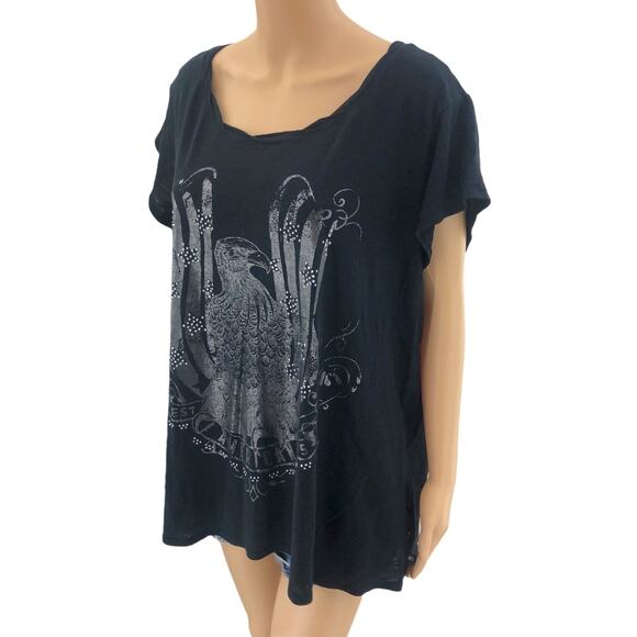 Rock & Republic MEDIUM Black Burnout USA American Eagle Oversized Tee Shirt - Picture 1 of 5
